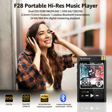 将图片加载到图库查看器，HiFi Bluetooth Mp3 Player: F28 High Res Lossless Portable Music Player - 3.5 inch Digital Audio Player 32GB Support up to 512GB
