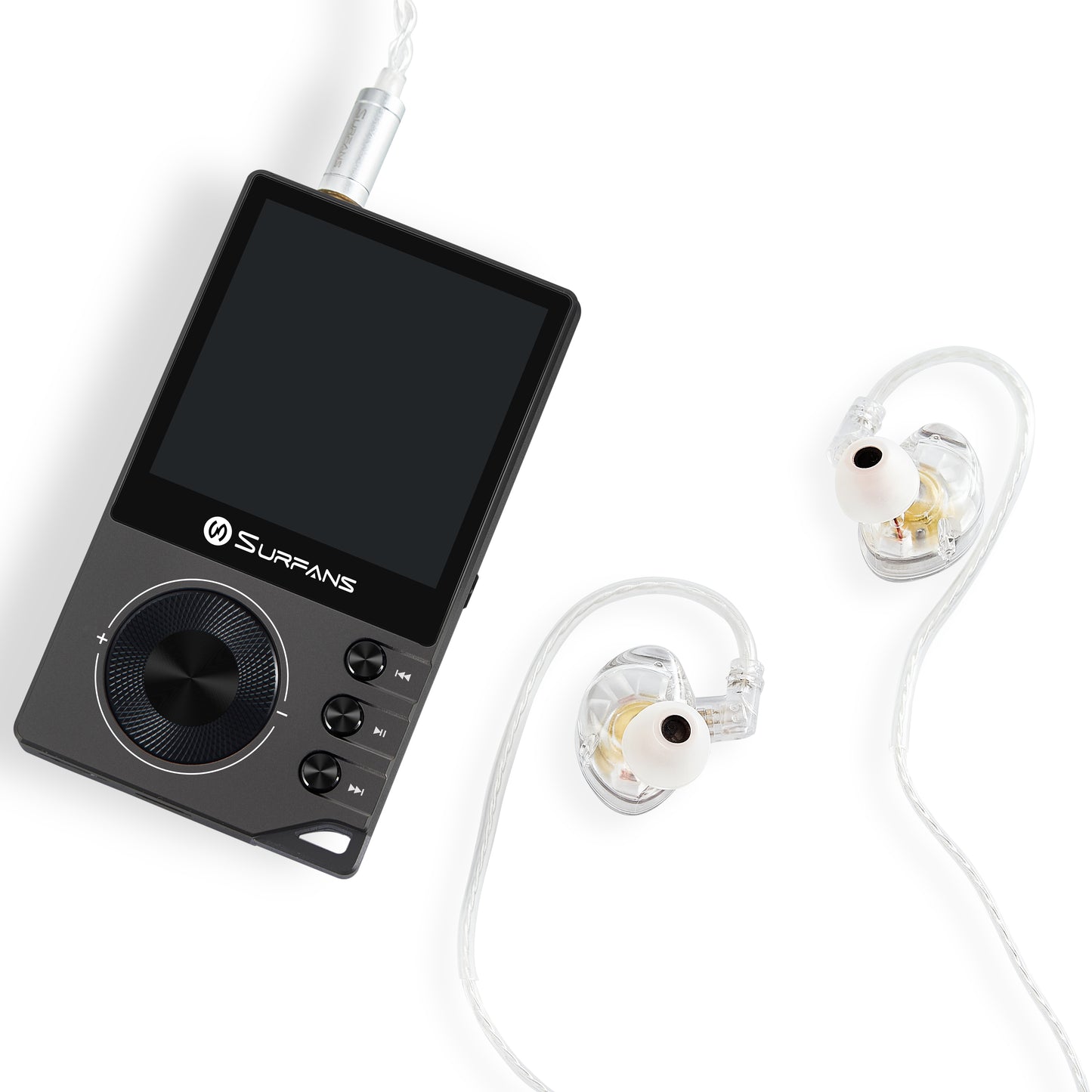IEM connected to a portable player.