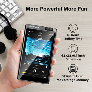 Surfans HiFi Mp3 Player with Bluetooth: F35 DSD Lossless Music Player - 4.0 inches Hi Res Digital Audio Player 128GB Support up to 512GB Memory Card