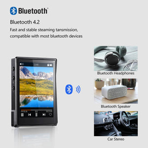 Surfans HiFi MP3 Player with Bluetooth: F22 Full Touch Lossless Music Player - Portable High Resolution DSD Digial Audio Player 32GB Memory Expandable up to 1TB