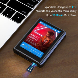 Surfans HiFi MP3 Player with Bluetooth: F22 Full Touch Lossless Music Player - Portable High Resolution DSD Digial Audio Player 32GB Memory Expandable up to 1TB
