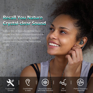 Surfans SE01 IEM Headphone, High-Res Lossless Hybrid Driver in-Ear Monitors Earphone, Noise Isolating Deep Bass Wired Earbuds with 0.78mm 2pin Detachable Cable …